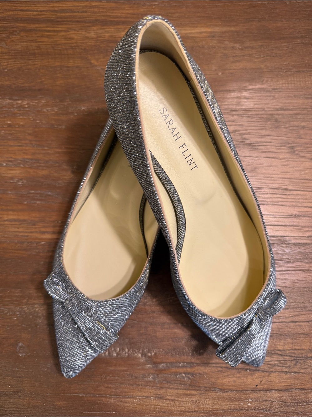 Sarah Flint Natalie Ballet Flats in Gunmetal Lame